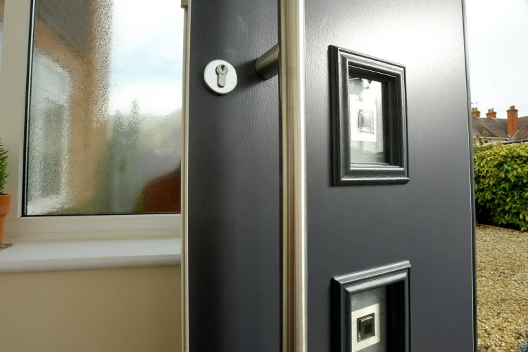 Modern front door in composite material