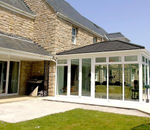 Conservatory installation with tiled roof