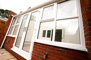 uPVC conservatory with brick structure fully installed