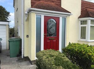 Red composite door and porch