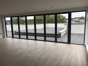 large Black bifold aluminium doors